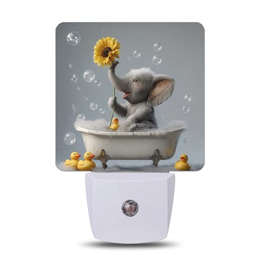 Funny Elephant Night Light, Dusk to Dawn Nightlight with Auto Sensor Lamp Home Indoor Stairway Kitchen Corridor, Night Lights Plug Into Wall Decorative for Boys Girls Women Men Room Gifts - color: Funny Elephant