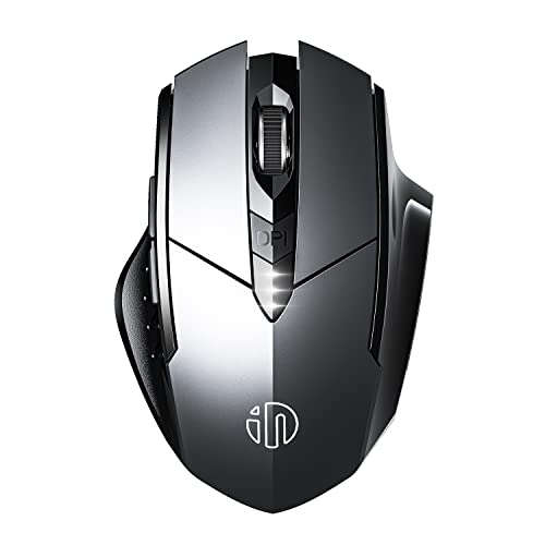 INPHIC Wireless Mouse Rechargeable, Battery Level Visible, Silent 2.4G Cordless Mouse for Laptop, 2400DPI - color: Gray