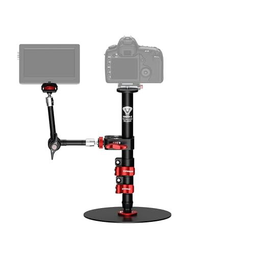 IFOOTAGE Table Top Video Kit, A200 Round Base Monopod with C Clamp and 9.5'' Magic Arm, for Live Streaming, Vlogging, Payload 10KG/22LBS