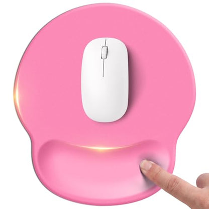Pink Mouse pad with Wrist Rest,Relieving Pain Memory Foam Computer pad, Ergonomic Desktop Mouse, Silicone Material Mouse pad, with Non-Slip PU Base (Pink) - color: pink