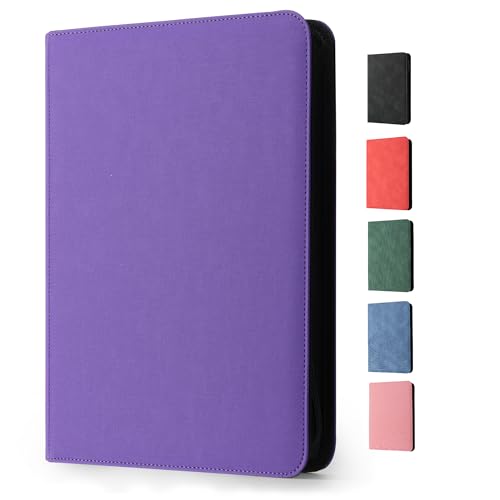 Trading Card Binder 9 Pocket - Premium Card Collection Binder for 360 Cards, Durable Side-Loading Card Album with Zipper, Perfect for TCG, MTG, and Sports Cards, Purple - color: Purple