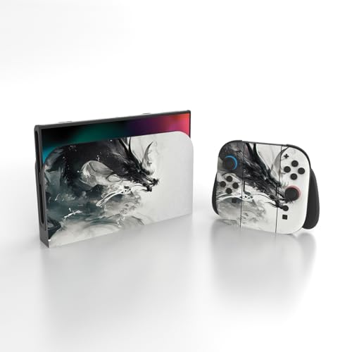 PlayVital for Nintendo Switch 2 Skin Full Set (2-Pack) - Protective Vinyl Decal Stickers for Switch 2 Console, Controller, Handle Grips & Dock | No Residue, Anti-Scratch - Ink Spirit Dragon - color: Ink Spirit Dragon