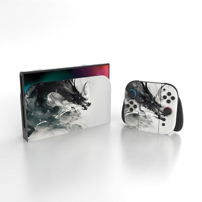 PlayVital for Nintendo Switch 2 Skin Full Set (2-Pack) - Protective Vinyl Decal Stickers for Switch 2 Console, Controller, Handle Grips & Dock | No Residue, Anti-Scratch - Ink Spirit Dragon - color: Ink Spirit Dragon
