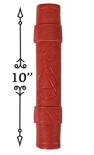 Forged Dice Co Scroll Dice Tray and Rolling Mat with Zippered Dice Holder - Storage Pouch Holds up to 14 Metal or Plastic Polyhedral Dice - Compatible with DND and Dungeons & Dragons Game Dice - color: Red
