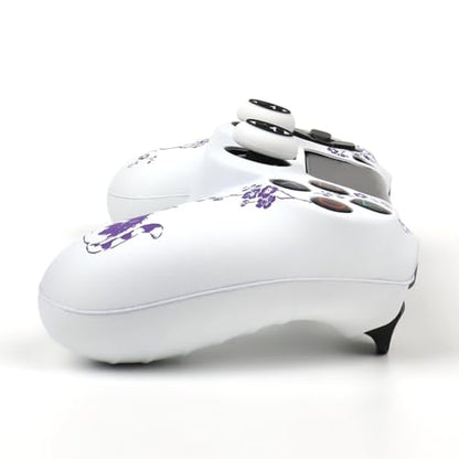 Cat Among Blossoming Branches Design Controller Skin Cover with 2 Thumb Grips Compatible with PS4/Playstation 4 Slim/Pro Controller - color: Cat White Purple