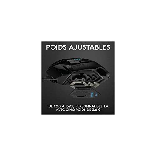 Logitech G502 Hero High Performance Wired Gaming Mouse, 25K Sensor, 25,600 DPI, RGB, Adjustable Weights, 11 Programmable Buttons, On-Board Memory, PC/Mac - Black