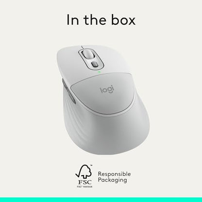 Logitech Signature Comfort Plus M850 L Wireless Mouse - Off White | Bluetooth, palm cushion, 24-month battery, customizable buttons, for Windows, Mac, iPad - color: Off White, style: With Palm Cushion