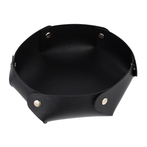 Portable Foldable PU Leather Dice Tray Thickened Desktop Storage Box Dice Holder for Tabletop RPG Games and Board Games Non-deformable Design Elegant Black Organizer for Home and