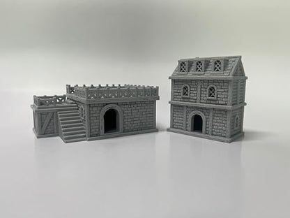 HAUTICO Medieval Tabletop Terrain Set for 18mm & 28mm Miniatures – Paintable Wargame & Diorama Building Kit (28mm Scale)