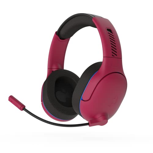 PDP AIRLITE Pro Wireless Stereo Gaming Headset, Officially Licensed by Sony PlayStation 5, PS5/PS4/PS3/PC, Lightweight Durable 40 Foot Connection, Noise-canceling Flip-to-Mute Mic, Cosmic Red - color: Red, style: Wireless