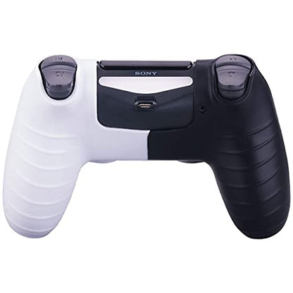 PS4 Controller DualShock4 Skin Grip Anti-Slip Silicone Cover Protector Case for Sony PS4/PS4 Slim/PS4 Pro Controller with 2 Thumb Grips (Black and Blue Stripes) - color: Black and Blue Stripes