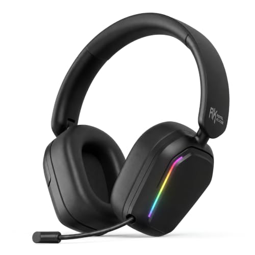 RK ROYAL KLUDGE HG101 V2 Wireless Gaming Headset, 2.4G/Bluetooth 6.0/3.5mm Wired Headphones, 7.1 Surround Sound, 40mm Drivers, Memory Foam Cushions, Works with Xbox, PS4/5, PC, Switch, Black - color: Black