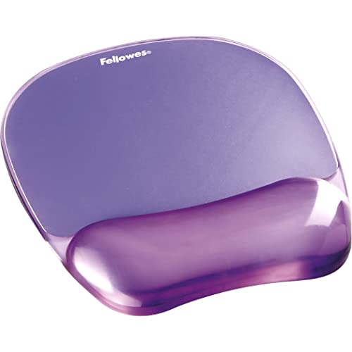 Fellowes Crystals Gel Mouse Pad with Wrist Rest - Purple (91441) - color: Purple, size: 9.1L x 7.9W inches