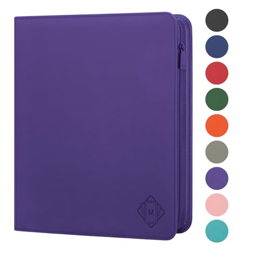 Premium Card Binder 12 Pocket for 720 Pockets Trading Card Binder, PU Zipper Card Collection Album, Sturdy Side-Loading Card Book Holder for MTG, TCG, Game Cards, Sports Cards - color: 12 Purple