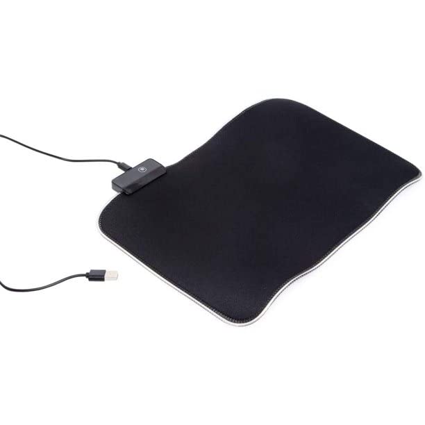 LED USB Cable Gaming Mouse Pad 12 Lighting Modes, Size: 13 x 10 inch - RGB Mousepad Led Mouse Pad - Anti Slip Rubber - Black