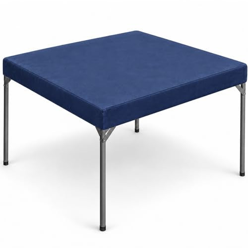 party greeting Game Table Cover for Square Tables Game Tablecover Folding Elastic Contraction Felt Gaming Mat for Card Playing Poker Cards Mahjong Puzzles Board Games (Blue 34 x 34 Inch) - color: Blue