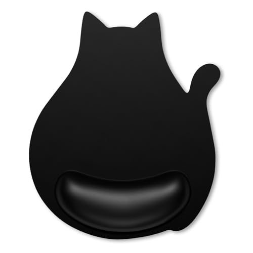 Ergonomic Mouse Pad with Wrist Rest, Cute Cat Memory Foam Padded Pain Relief Non-Slip Wrist Support Mouse Mat for Gaming Work Computer Laptop, Funny Office Supplies Desk Accessory, Jet Black - color: Jet Black, size: Standard