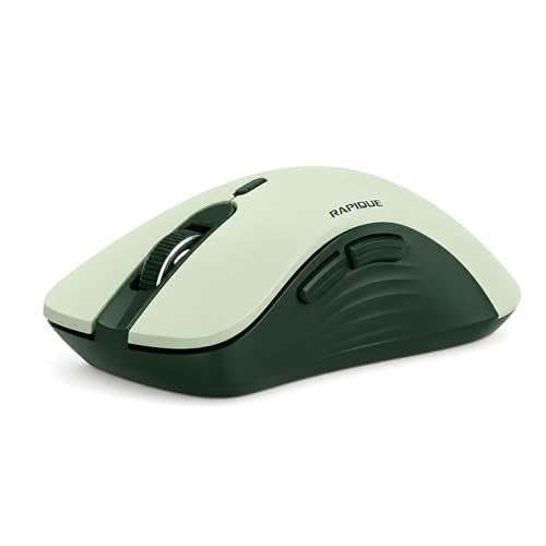 RAPIQUE Bluetooth Wireless Mouse, Dual Bluetooth & 2.4G USB Receiver, Quiet Clicks, Right-Hand Ergonomic 6 Button Mouse, Adjustable DPI, AA Battery, for Laptop, PC, Mac, Tablet - Avocado Green - color: Avocado Green