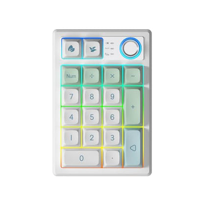 Gasket Creamy Mechanical Numpad Programmable Keypad RGB LED Backlit | Wireless 2.4G/Bluetooth 5.0/Wired USB-C Hot Swappable Macro Number Pad Rechargeable Numeric Keyboard Metal Knob for Win/Mac - color: Mint