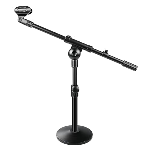 Microphone Stand Desk Adjustable Boom Arm Desktop Mic Stand Weighted Base