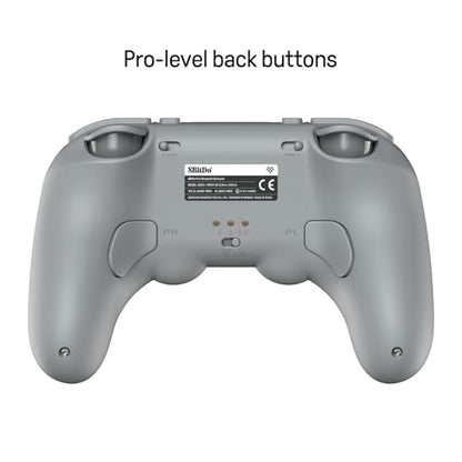 8Bitdo Pro 3 Bluetooth Controller with Charging Dock - Gray | Swappable ABXY Buttons, TMR Joysticks, Hall Effect Triggers, Back Buttons, Switch/Switch 2, Windows, Apple, SteamOS, Android - color: Gray