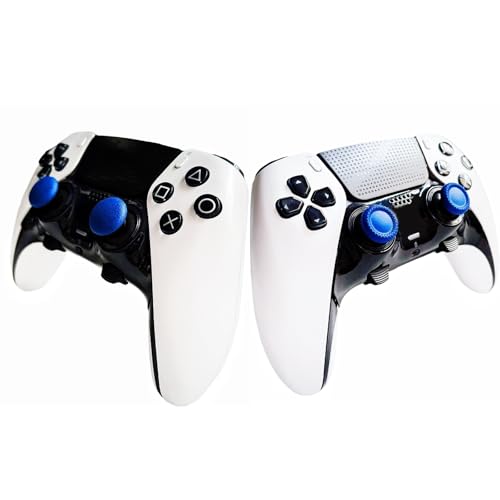 12 in 1 Interchangeable Thumbsticks & Metal Back Paddles Replacement Parts for PS5 DualSense Edge Controller, 6 Silicone Analog Joystick Caps, 4 Paddles Trigger Buttons,2 Base Rings (Blue) - color: Blue
