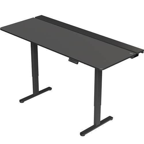VIVO Black 71 x 30 in Standing Desk, DESK-KIT-E2B-P3B-71 | Electric, Dual Motor, Holds 220 lbs, Sit Stand, Height Adjustable, Cable Tray, Full-Size Mouse Pad, Memory, Black Frame - color: Black Top / Black Frame, size: 71 x 30