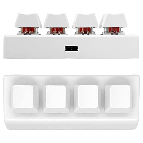 Mini 4 Keys Macro Mechanical Keypad, RGB Game Keyboard, USB-C | Portable One-Handed, Fully Programmable Keys, for Windows Mac OSU HID Standard, RGB Backlight, Red Switches, Hot Swap