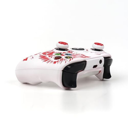 Lion Controller Skin Cover Compatible with Xbox one Controller, RALAN Protector Case, Customised Thumb Grips Caps - color: Lion White Red