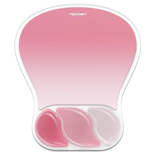 TECKNET Gel Ergonomic Mouse Pad, Mouse Pad with Wrist Rest with Gel Wrist Support for Relieve Wrist Pain Comfortably - Non-Slip Base & Waterproof Surface for Office, Gaming, and Study Comfort - Pink - color: Pink