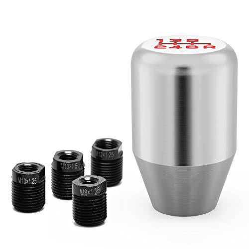 Silver 6 Speed Weighted Manual Automatic Gear Shifter Shift Knobs Lever with 4 Black Metal Adapters Fit Compatible with Manual Cars Most Automatic Cars - color: AAL-Y-02-02