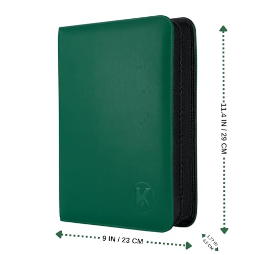Top loader Binder, Holds 128+ Toploaders（Green） | 4 Pocket Top Loader Card Storage Case, Double-Sided Pockets for trading card in 3 x 4'' Toploaders - color: Top loader Binder Green