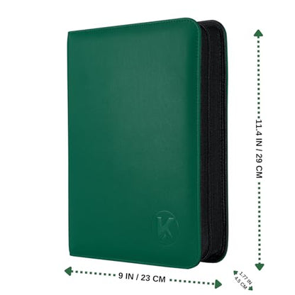 Top loader Binder, Holds 128+ Toploaders（Green） | 4 Pocket Top Loader Card Storage Case, Double-Sided Pockets for trading card in 3 x 4'' Toploaders - color: Top loader Binder Green