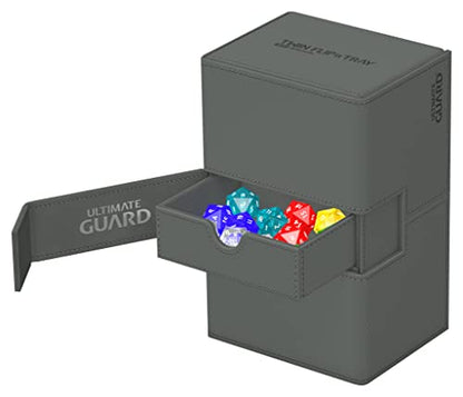 Ultimate Guard Twin Flip'n'Tray 160+, Deck Case for 160 Double-Sleeved TCG Cards + Dice Tray, Grey, Independent Magnetic Closure & Microfiber Inner Lining - color: Grey, size: 160+