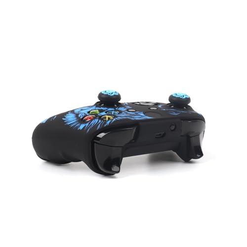 Lion Controller Skin Cover Compatible with Xbox one Controller, RALAN Protector Case, Customised Thumb Grips Caps - color: Lion Black Blue
