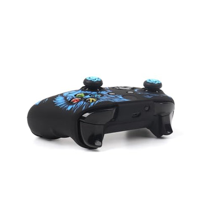Lion Controller Skin Cover Compatible with Xbox one Controller, RALAN Protector Case, Customised Thumb Grips Caps - color: Lion Black Blue