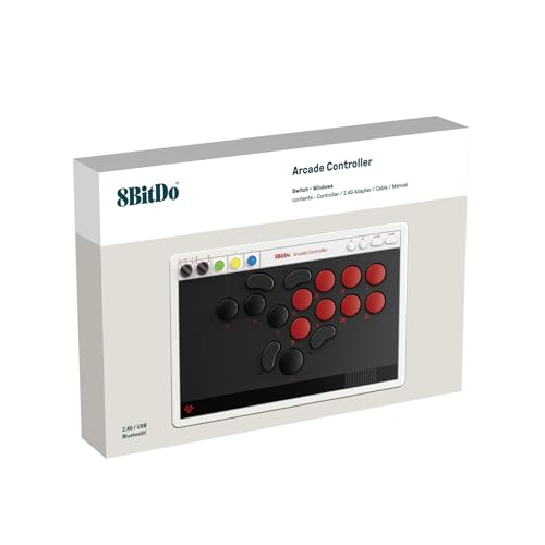 8BitDo All-Button Arcade Controller for Switch & Windows, N Edition | Leverless, All-button, Ultimate precision, Low-profile Linear Switches, 4 Programmable Buttons, Hot-swappable PCB, Ultra thin - color: N Edition