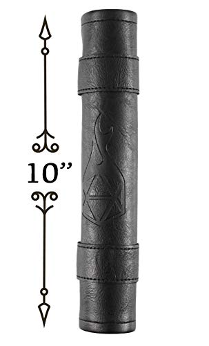 Forged Dice Co Scroll Dice Tray and Rolling Mat with Zippered Dice Holder - Storage Pouch Holds up to 14 Metal or Plastic Polyhedral Dice - Compatible with DND and Dungeons & Dragons Game Dice - color: Black