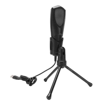 Tbest Gaming USB Microphone RGB Condenser Computer Mic with Tripod Stand for PC Laptop Streaming Podcasting Recording Black ABS