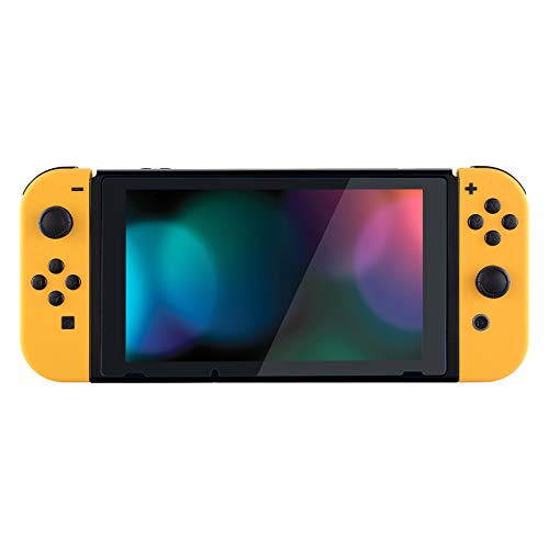 eXtremeRate DIY Replacement Shell Buttons for Nintendo Switch & Switch OLED, Caution Yellow Soft Touch Custom Housing with Full Set Button for Joycon Handheld Controller - Console Shell NOT Included - color: Caution Yellow