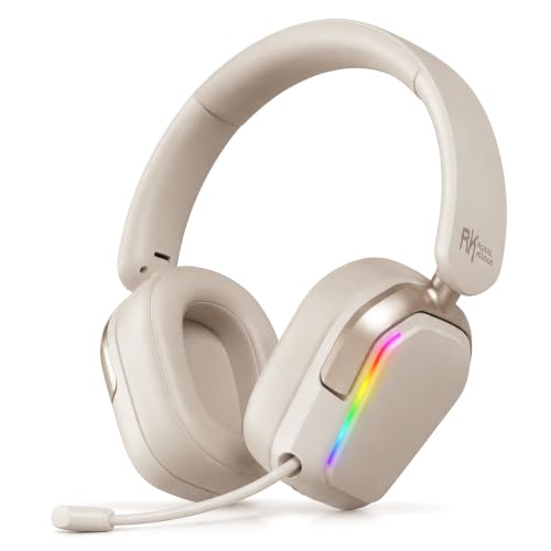 RK ROYAL KLUDGE HG101 V2 Wireless Gaming Headset, 2.4G/Bluetooth 6.0/3.5mm Wired Headphones, 7.1 Surround Sound, 40mm Drivers, Memory Foam Cushions, Works with Xbox, PS4/5, PC, Switch, Platinum Grey - color: Platinum Grey