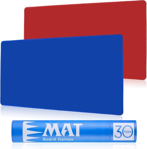 Biouai MTG Playmat for TCG Card Playing Game - 2Pcs Stitched Play Mat with Tube for Cards Gameplay, MTG, Yugioh, Magic The Gathering (24 x 14 in, 2 Pack) - color: Blue & Red