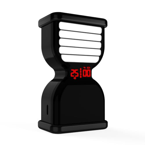 Digital Hourglass Timer, Sand Timer Rechargeable Visual Pomodoro Timers with On/Off Alarm Volume & LED Display, Desk Flip Timer for Study,Work, Kitchen (Black) - color: Black