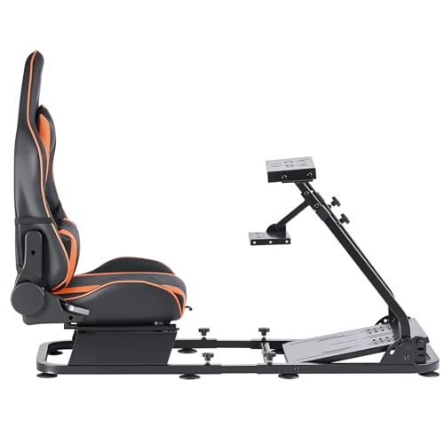 VEVOR Racing Wheel Stand, Heavy-Duty Simulator Cockpit Steering Stand with Dual-Rail Dual-Arm, Fit Logitech G25,G27,G29,G920,G923, Thrustmaster T300RS,TX F458,T500RS,T3PA-PRO (F1/GT) and CSR Pedals - size: Dual-Track Arm Cockpit