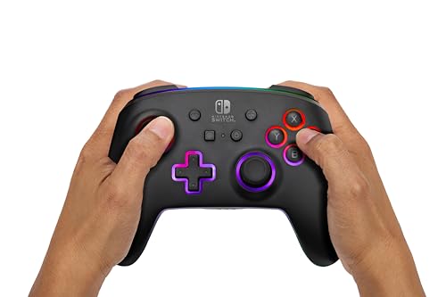PowerA Enhanced Wireless Nintendo Switch and Switch 2 Controller with Lumectra, gaming controller, Officially licensed - style: Multi-Zone RGB Lighting