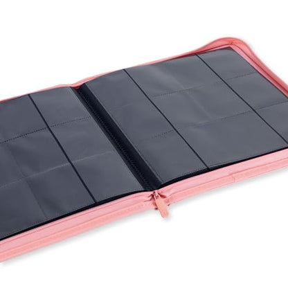 Vault X 12 Pocket Zip Trading Card Binder 480 Cards Exo-Tec (Pink) | Holds 480 standard-size TCG cards in 20 side-loading 12-pocket pages. Padded, water-resistant Exo-Tec cover. - color: Pink, size: 12 Pocket