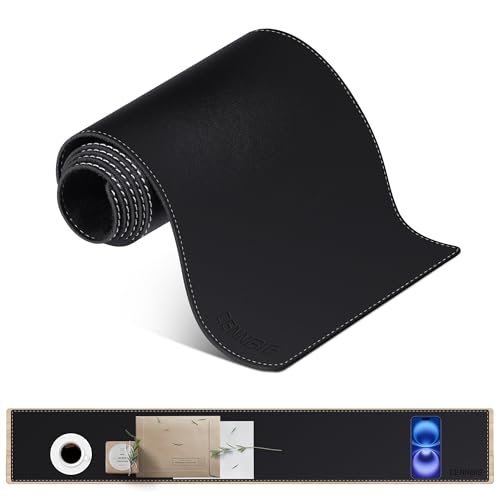 CENNBIE Console Table Leather Cover - 39.4 x 5.9 Inches Narrow Long Mat - TV/Media/Gaming/Center Console Protector Pad for Narrow Side Table, Sideboard (Black) - color: Black, size: 39.4" x 5.9"
