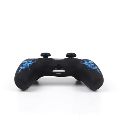 Horned Skull Controller Skin Cover Compatible with PS5/Playstation 5 Controller, RALAN Protector Case Customised Thumb Grip - color: Horned skull Blue