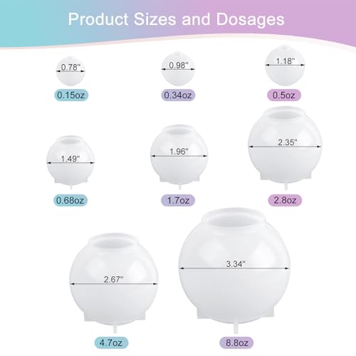 KISREL Sphere Resin Molds, 8 PCS Sphere Silicone Mold, Upgraded 3D Seamless Epoxy Molds，Large Ball Shape Flower Resin Mold for Home Decor, Flowers Preservation - size: Sphere Resin Molds - 8pcs