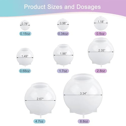 KISREL Sphere Resin Molds, 8 PCS Sphere Silicone Mold, Upgraded 3D Seamless Epoxy Molds，Large Ball Shape Flower Resin Mold for Home Decor, Flowers Preservation - size: Sphere Resin Molds - 8pcs